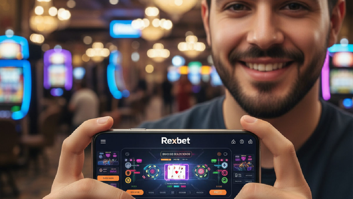 Bir kullanıcının mobil cihazından Rexbet platformuna kolayca erişim sağladığı anın görseli.